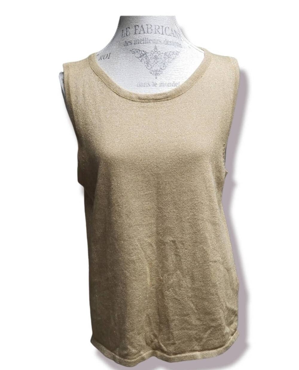 Ashley Hill Gold Sleeveless Dressy Tank Top • Large